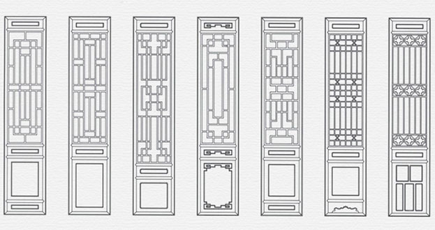 乌海常用中式仿古花窗图案隔断设计图